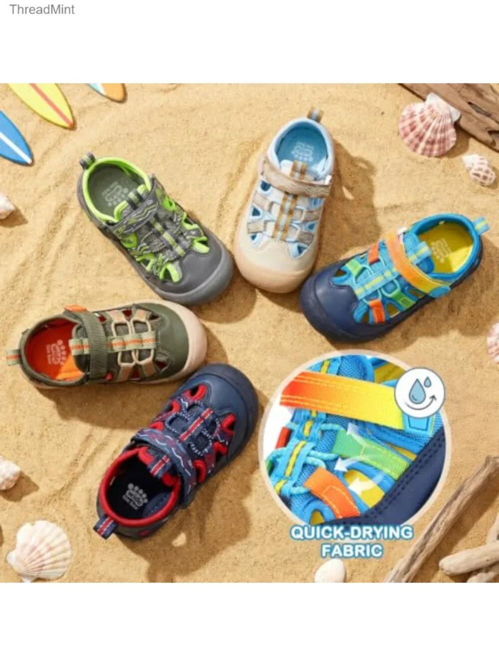 Toddler Boys Water Shoes Athletic Hook Loop Wide Toe Box Lightweight